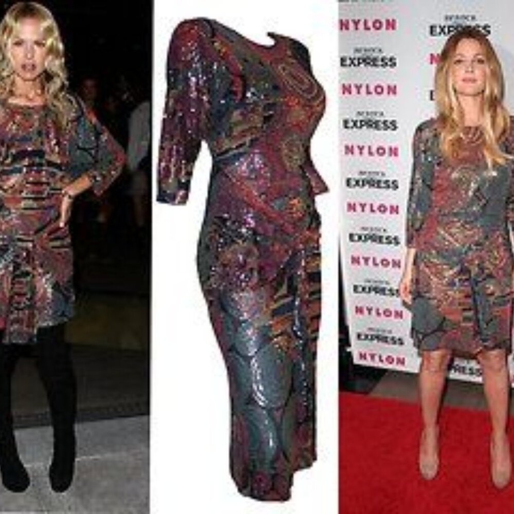 🔥Janine of London Metallic Mosaic + Gold Dress Sz Small Made in Italy 🇮🇹